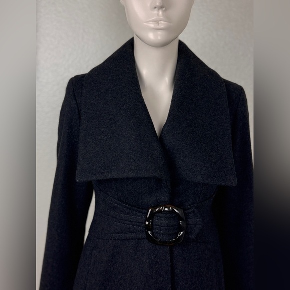 jessica simpson XS wool long black coat oversized collar fully lined - Picture 7 of 17